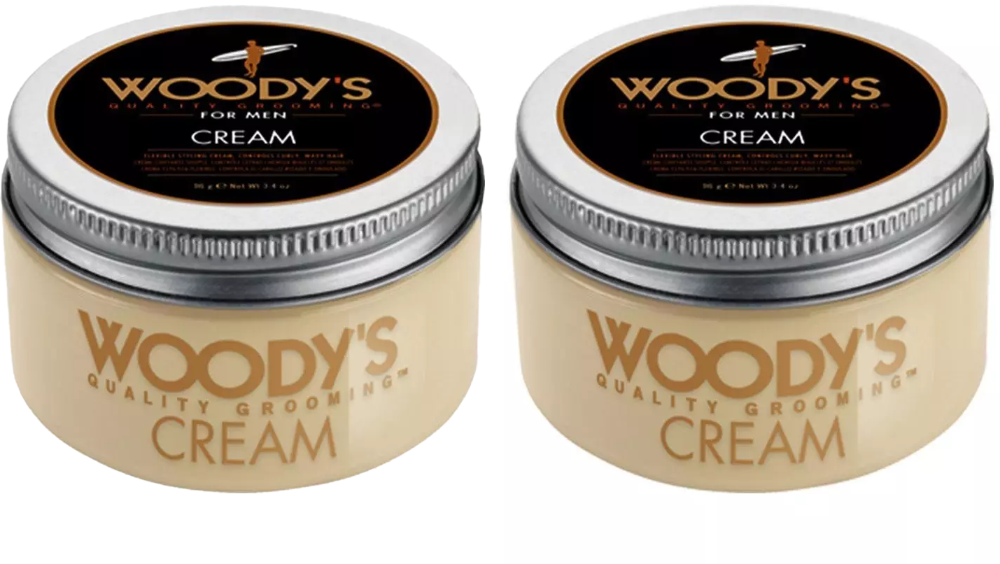 2 Pack Woody's Hair Styling Cream for Men 3.4 oz for Wavy or Curly HAIR