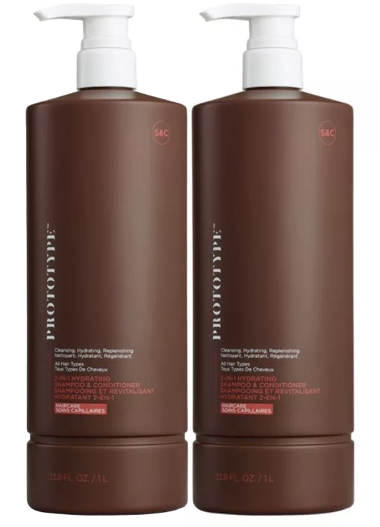 2 Pack Prototype 2 -in-1 Hydrating Shampoo and Conditioner 33.9 oz