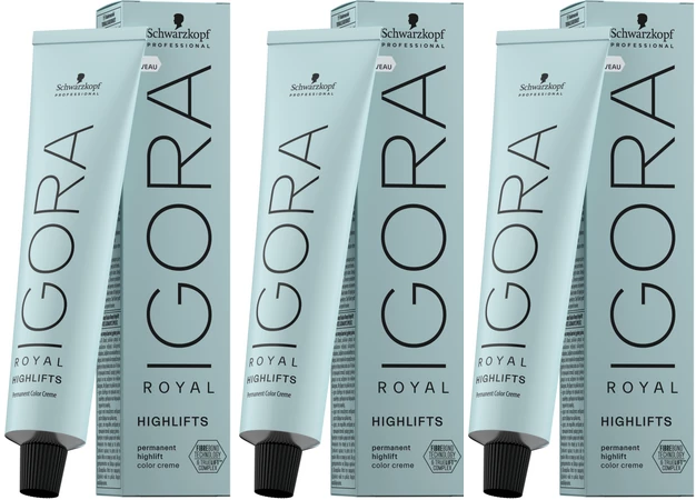 3 Pack Schwarzkopf Igora Royal Highlifts Hair Color 12-49 Blonde Beige Blonde