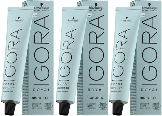 3 Pack Schwarzkopf Igora Royal Highlifts Hair Color 12-49 Blonde Beige Blonde