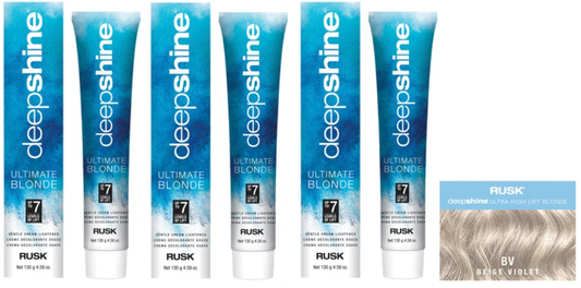 3 Pack Rusk Deepshine Ultra High Lift Blonde BV Beige Violet 3.4 oz Hair Color