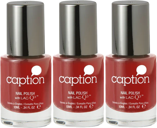 3 Pack Caption Nail Polish, Sorry I'm Not Sorry, Bright Coral Red Orange, .35 oz