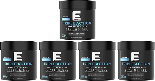 3 Pack Elegance Triple Action Super Strong Hold Gel Earth 8.45 oz 42.25 oz
