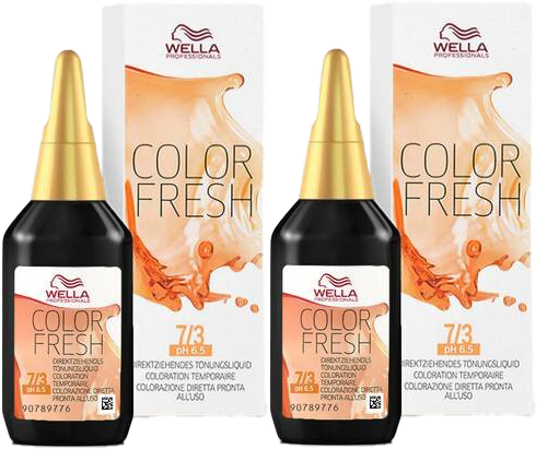 2 Pack Wella Color Fresh Warm 7/3 Medium Blonde Gold Hair Color
