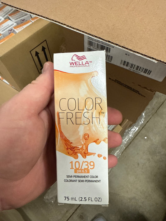 2 pack WELLA COLOR FRESH WARM 10/39 10 39 LIGHTEST BLONDE GOLD ASH COLOR 75ml
