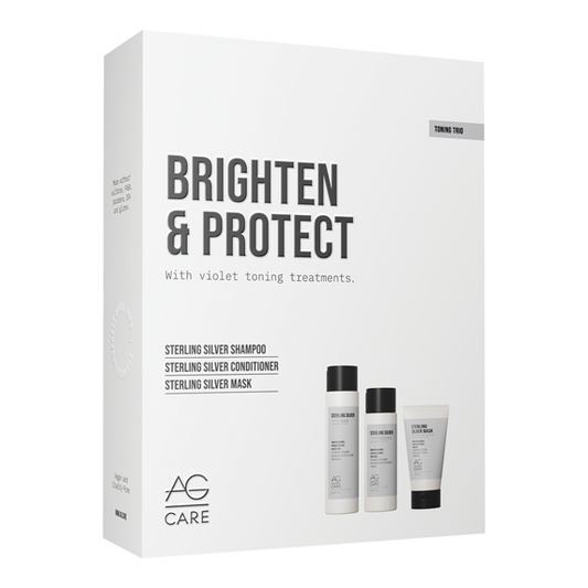 AG Care Brighten and Protect Trio Violet Toning Shampoo, Conditioner, Mask