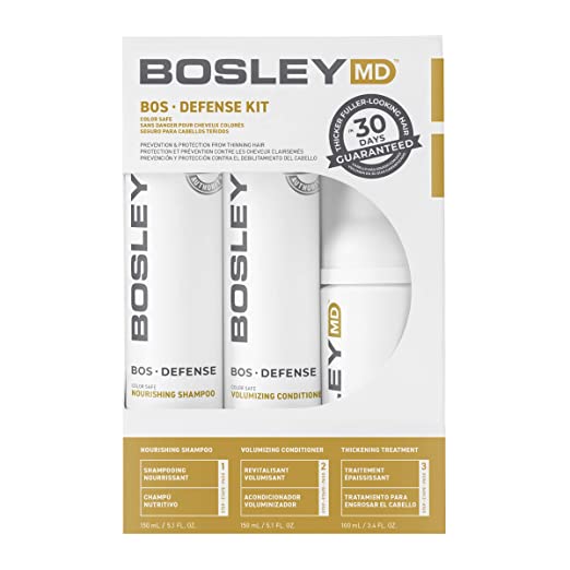 3 Pack BosDefense Color Safe 30 Day Kit Bosley MD Defense Shampoo Conditioner