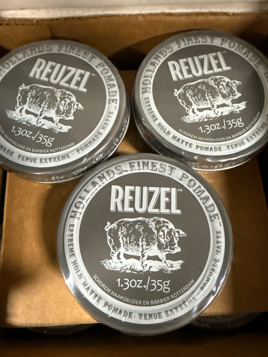 3 Pack Reuzel Extreme Hold Matte Pomade 1.3 oz. Hair Wax & Pomade
