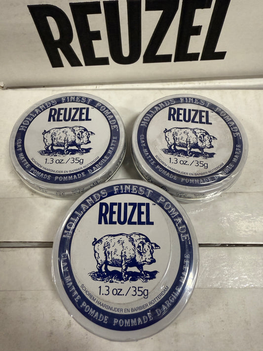 3 Pack Reuzel Clay Matte Pomade 1.3 oz
