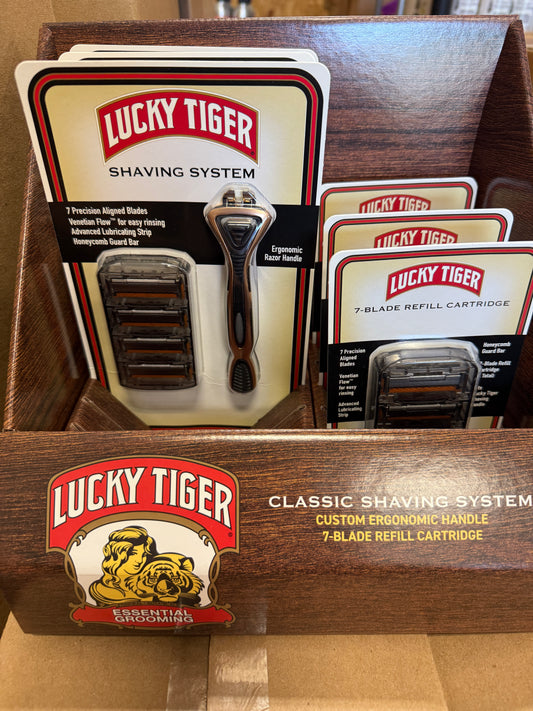 Lucky Tiger Display 6 packs of blades razors and 3 handles