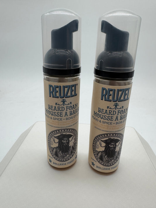 2 Pack Reuzel Beard Foam Mousse A Barbe Wood and Spice 3.36 oz