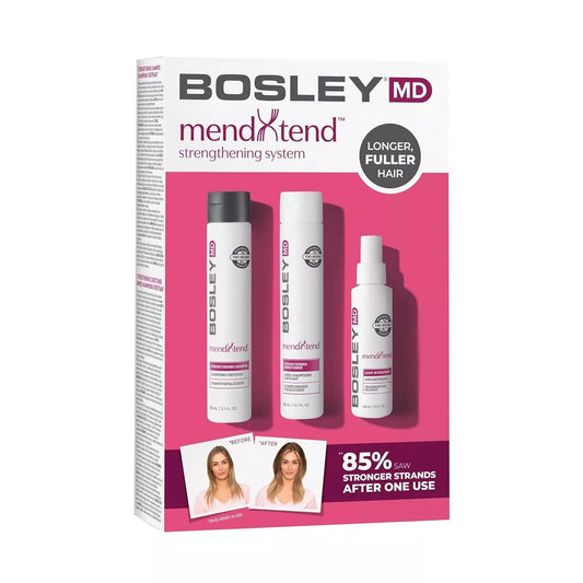 Bosley MD MendXtend Strengthing System Kit Shampoo Conditoner Leave-In